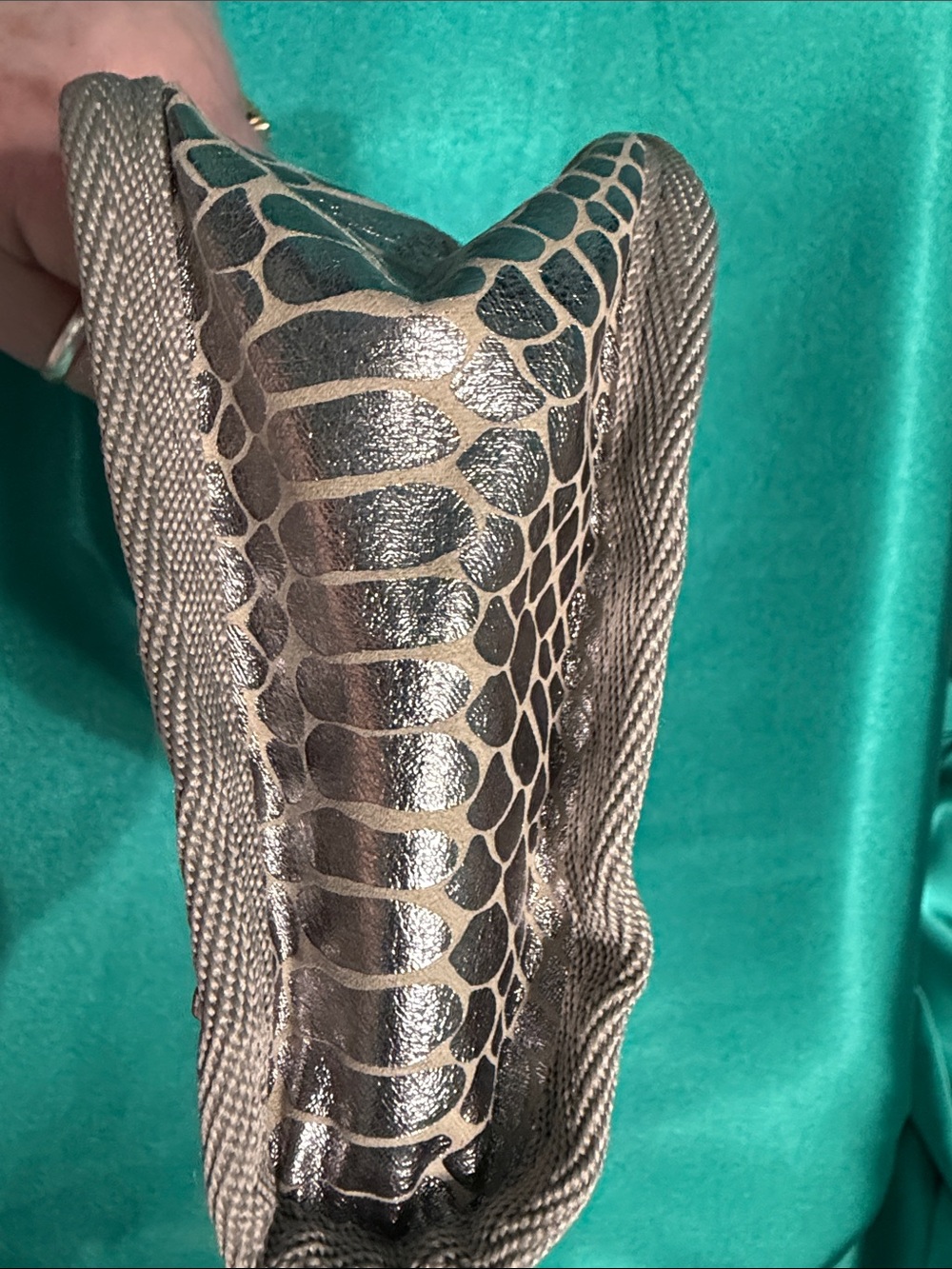 LeSportsac Silver & Black Snake-Print Zip Cosmetic Pouch - Picture 9 of 10